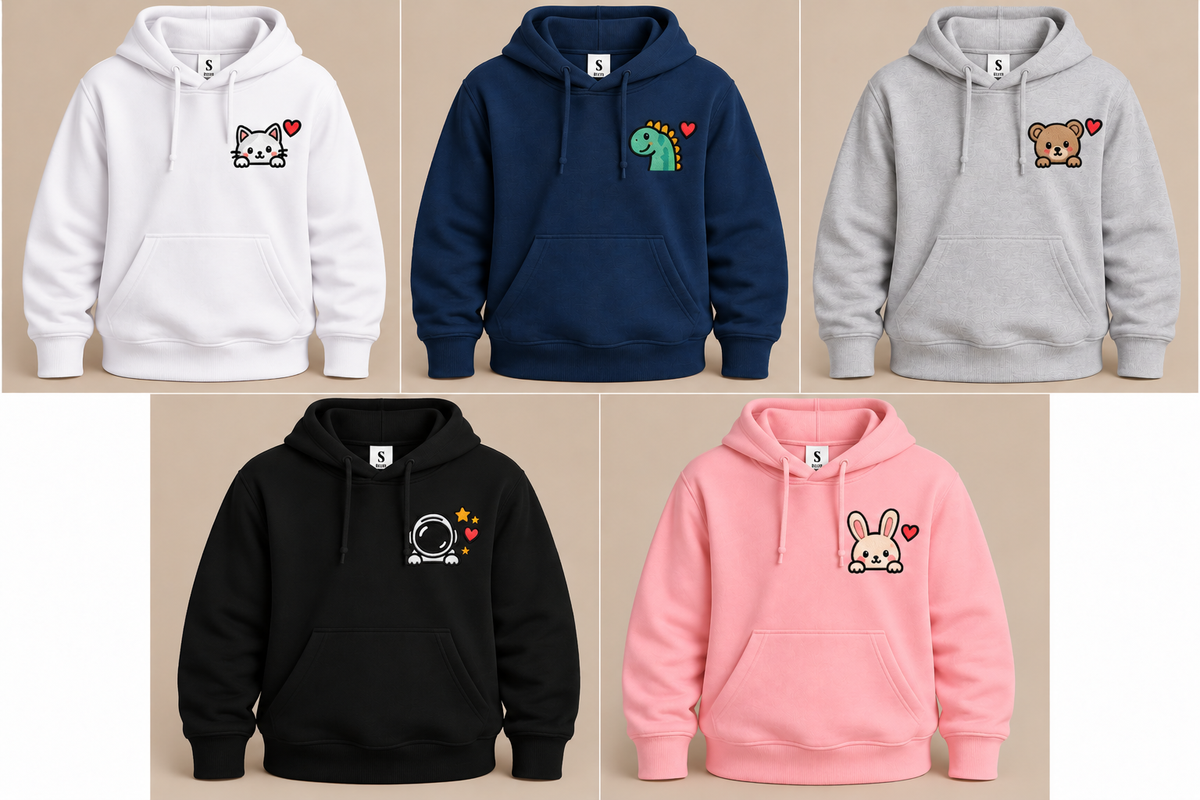 Sweat à capuche enfant personnalisé - Petite broderie cœur