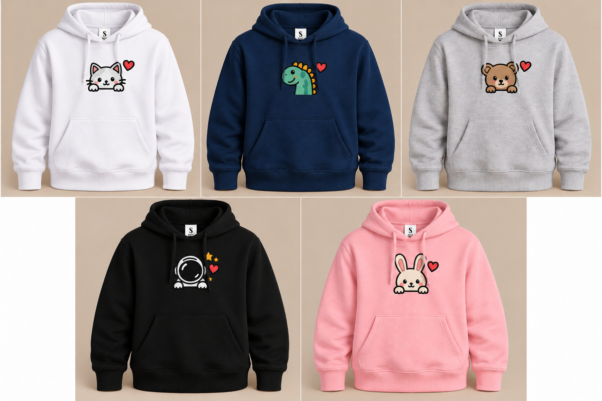 Sweat capuche enfant personnalisé - Moyenne broderie poitrine